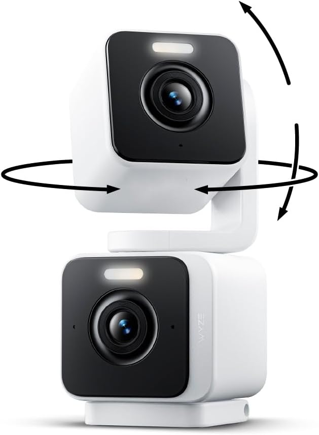 Cámara WYZE Duo Cam Pan 2K Interior/Exterior IP65 con Giro/Inclinación 360°, Visión Nocturna en Color, Compatible con Alexa y Google