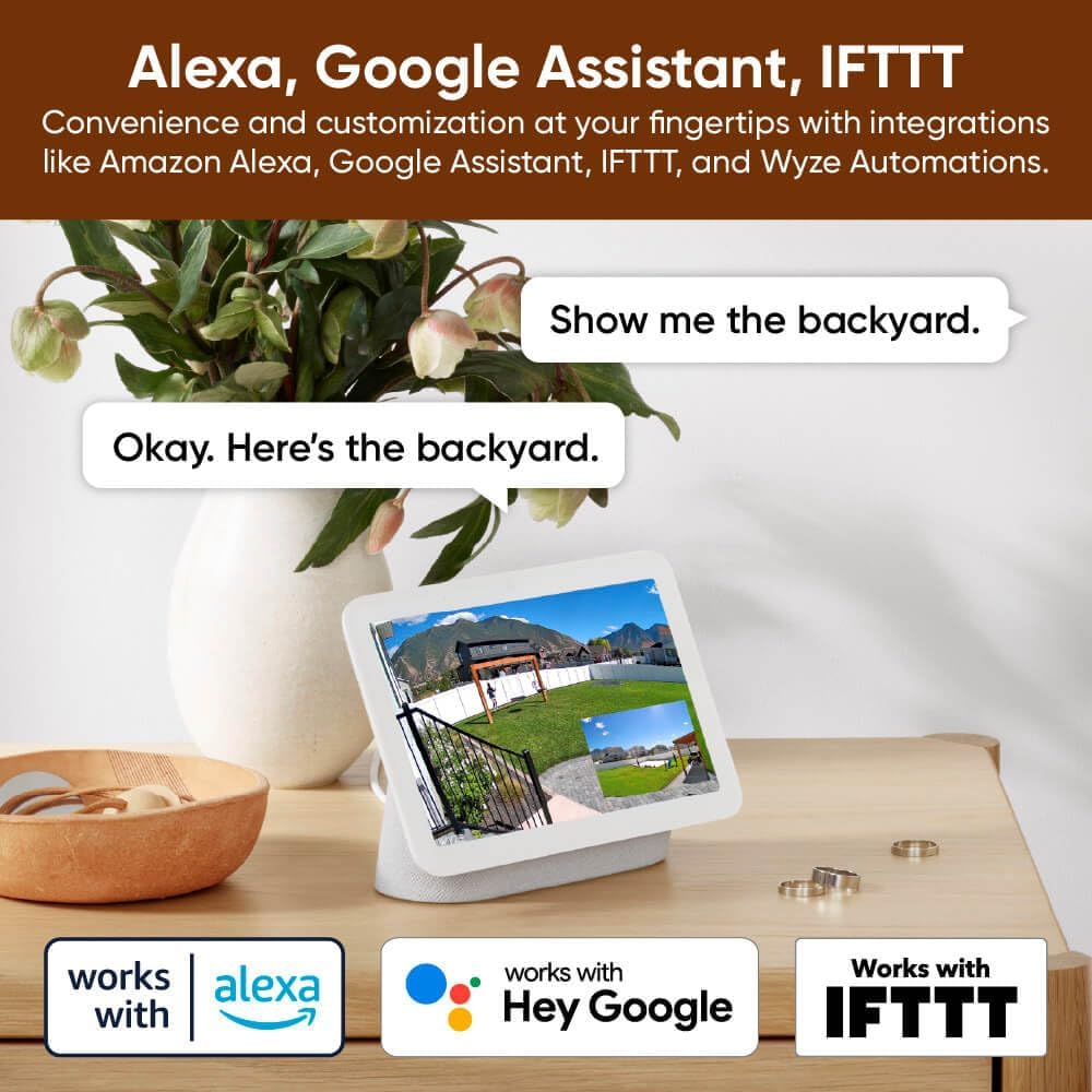 Cámara WYZE Duo Cam Pan 2K Interior/Exterior IP65 con Giro/Inclinación 360°, Visión Nocturna en Color, Compatible con Alexa y Google