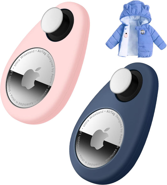Soporte para Airtag para niños y bebés, paquete de 2 fundas de rastreador GPS, funda de silicona antiextracción con pasadores de seguridad, adecuado para niños, ancianos, mascotas, mochila, equipaje 