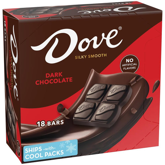 Barras de chocolate negro DOVE, tamaño completo, ideales para picar, fiestas y regalos, 45 g (paquete de 18) 
