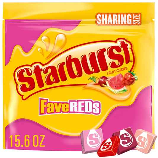Caramelos masticables de frutas STARBURST FaveREDS, caramelos masticables, bolsa para compartir de 15.6 oz 