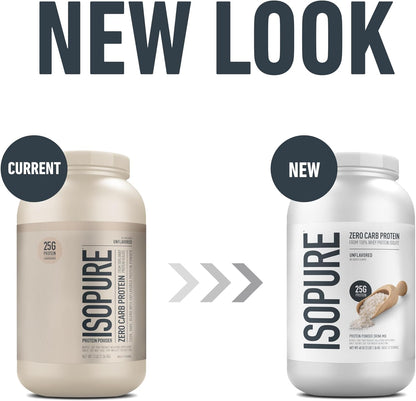 Isopure-Aislado de proteína de suero de leche en polvo 100% puro, sin carbohidratos/lactosa/gluten, c/vitaminas, sin sabor, 