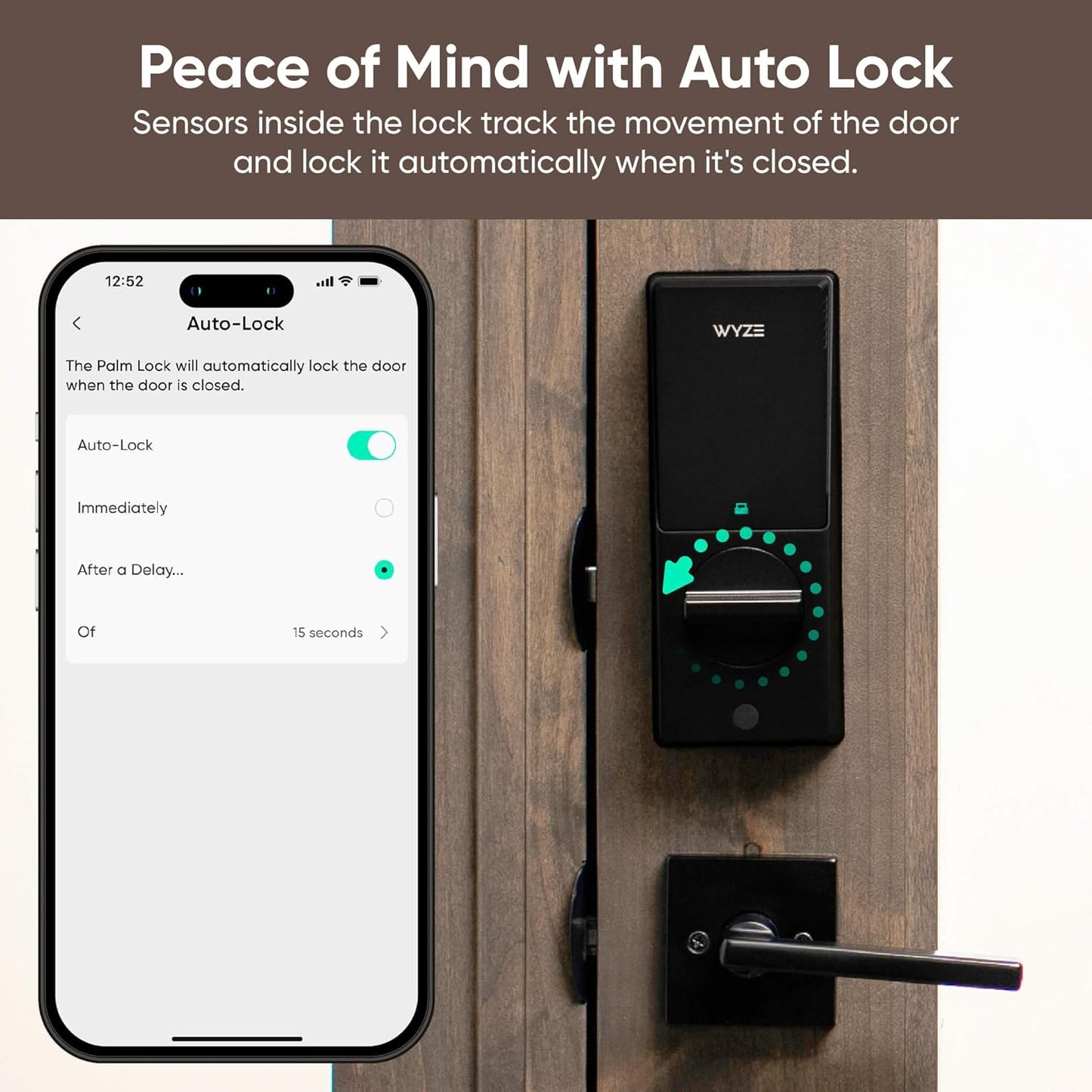 Cerradura Inteligente Wyze Palm Lock con Reconocimiento de Venas de la Palma, Entrada sin Llave, Wi-Fi, Teclado y Llave Mecánica