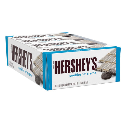 Barras de caramelo HERSHEY'S Cookies 'n' Creme, 1.55 oz (36 unidades) 
