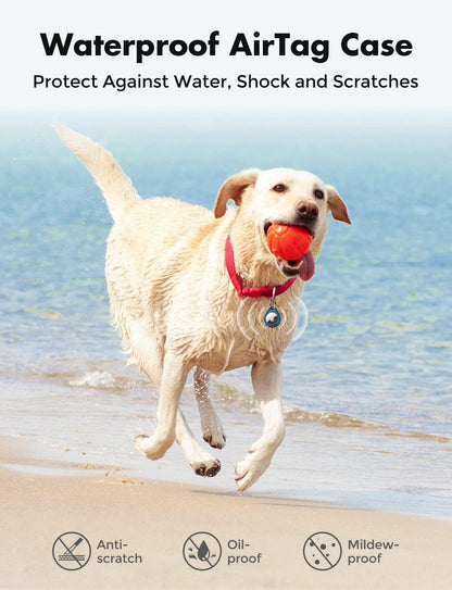 Paquete de 4 fundas AirTag con llavero [diseño de cerradura] [ligera] [protección contra rayones], funda protectora de soporte seguro para llaves, bolsas, equipaje y collar de mascotas (negro y azul) 