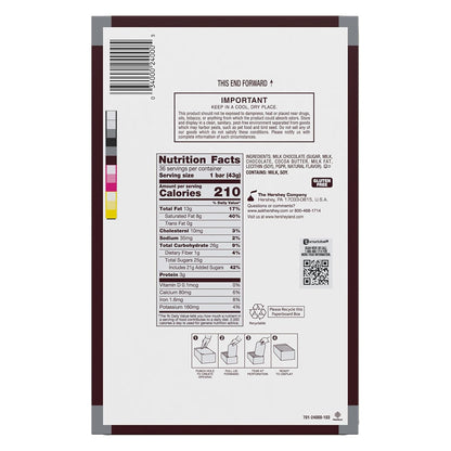 Barras de chocolate con leche y almendras enteras HERSHEY'S, 1.45 oz (36 unidades) 