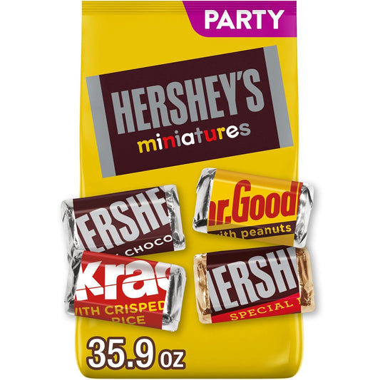 Paquete de dulces de chocolate surtidos en miniatura HERSHEY'S para fiesta, dulces de Halloween, 35.9 oz 