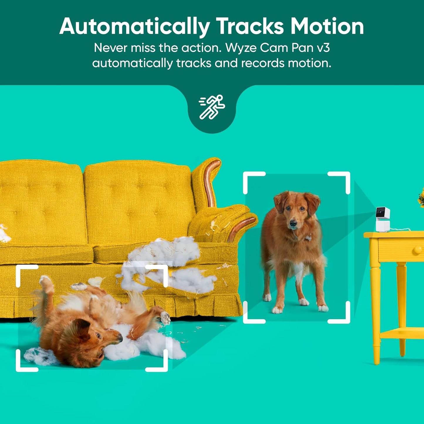 Cámara WYZE Cam Pan v3 con Movimiento Panorámico e Inclinación, 1080p HD, Visión Nocturna en Color, Interior/Exterior IP65, Sin Suscripción
