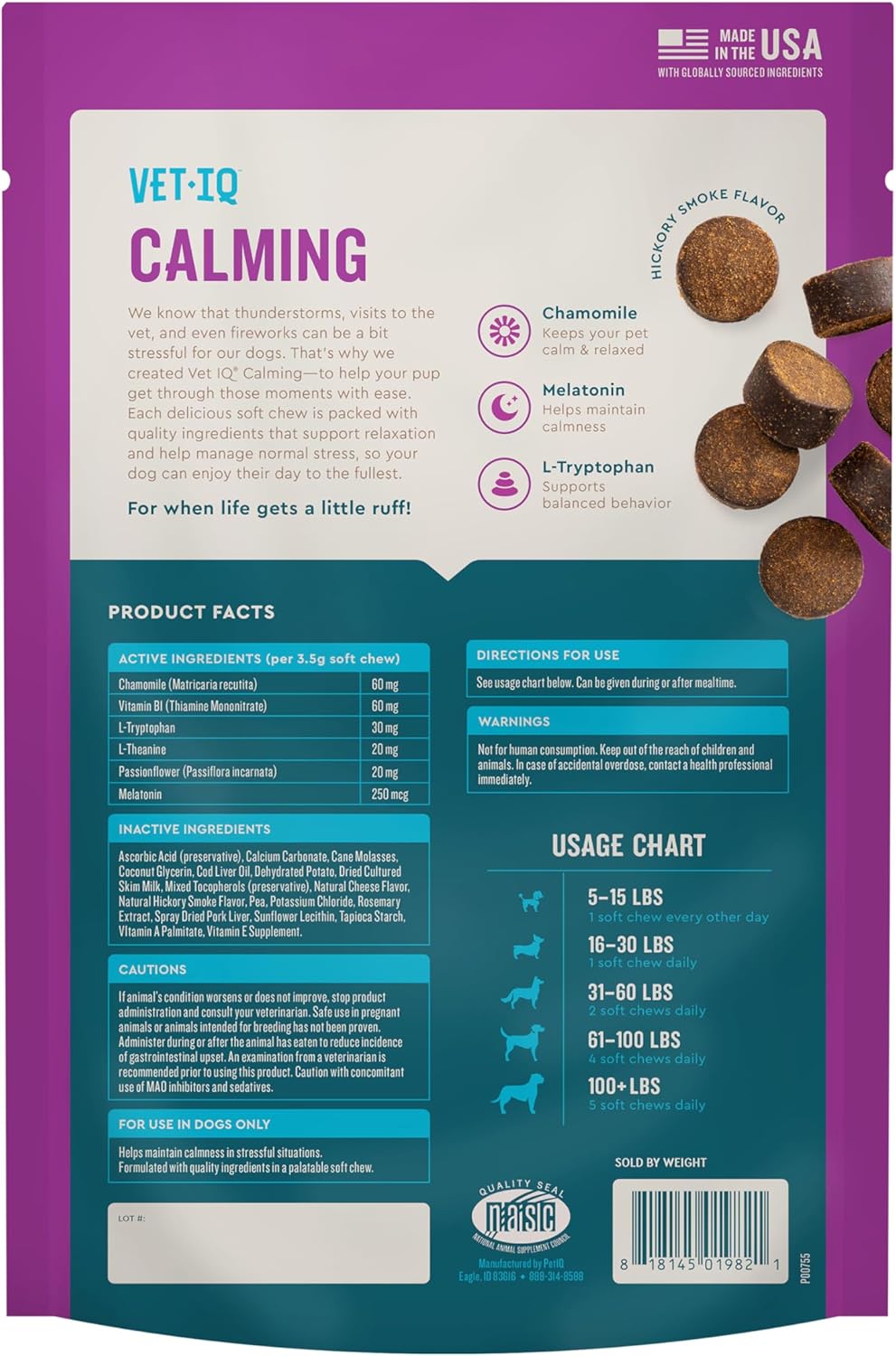 Calming Support Supplement for Dogs, Calming Chews Help Manage Stress and Promote Relaxation, Anxiety Relief for Dogs