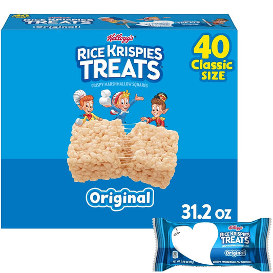 Barritas Rice Krispies Crujientes de Malvavisco, Snacks Infantiles, Originales, Caja de 900 g (40 Barritas) 